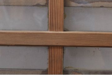 アンティーク建具　和モダンな空間を演出するガラス入り明かり取り2枚セット(明り取り、欄間)(R-077993)