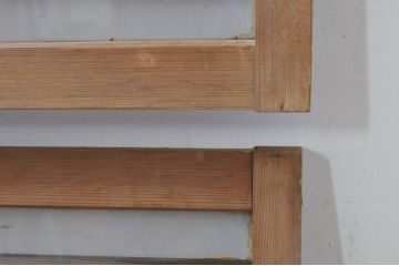 アンティーク建具　和モダンな空間を演出するガラス入り明かり取り2枚セット(明り取り、欄間)(R-077993)