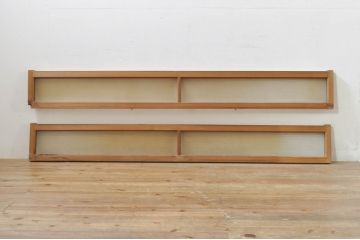 アンティーク建具　どこか懐かしい雰囲気を醸し出すモールガラス入り明かり取り2枚セット(明り取り、窓)(R-077994)