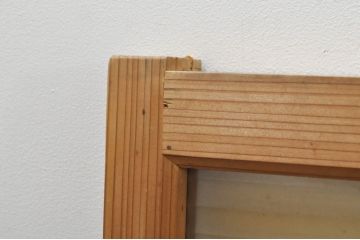 アンティーク建具　どこか懐かしい雰囲気を醸し出すモールガラス入り明かり取り2枚セット(明り取り、窓)(R-077994)