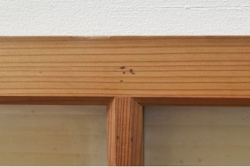アンティーク建具　どこか懐かしい雰囲気を醸し出すモールガラス入り明かり取り2枚セット(明り取り、窓)(R-077994)