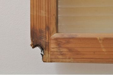 アンティーク建具　どこか懐かしい雰囲気を醸し出すモールガラス入り明かり取り2枚セット(明り取り、窓)(R-077994)