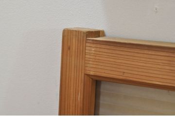 アンティーク建具　どこか懐かしい雰囲気を醸し出すモールガラス入り明かり取り2枚セット(明り取り、窓)(R-077994)