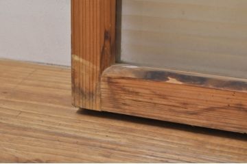 アンティーク建具　どこか懐かしい雰囲気を醸し出すモールガラス入り明かり取り2枚セット(明り取り、窓)(R-077994)