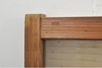 アンティーク建具　どこか懐かしい雰囲気を醸し出すモールガラス入り明かり取り2枚セット(明り取り、窓)(R-077994)