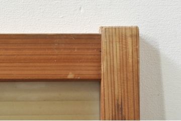 アンティーク建具　どこか懐かしい雰囲気を醸し出すモールガラス入り明かり取り2枚セット(明り取り、窓)(R-077994)