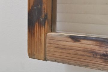 アンティーク建具　どこか懐かしい雰囲気を醸し出すモールガラス入り明かり取り2枚セット(明り取り、窓)(R-077994)