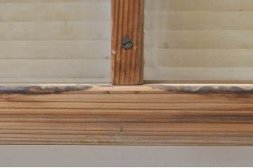 アンティーク建具　どこか懐かしい雰囲気を醸し出すモールガラス入り明かり取り2枚セット(明り取り、窓)(R-077994)