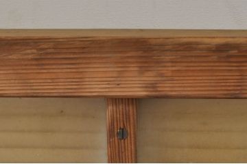 アンティーク建具　どこか懐かしい雰囲気を醸し出すモールガラス入り明かり取り2枚セット(明り取り、窓)(R-077994)