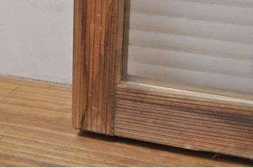 アンティーク建具　どこか懐かしい雰囲気を醸し出すモールガラス入り明かり取り2枚セット(明り取り、窓)(R-077994)
