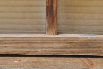 アンティーク建具　どこか懐かしい雰囲気を醸し出すモールガラス入り明かり取り2枚セット(明り取り、窓)(R-077994)