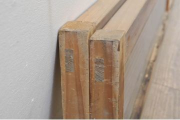 アンティーク建具　どこか懐かしい雰囲気を醸し出すモールガラス入り明かり取り2枚セット(明り取り、窓)(R-077994)