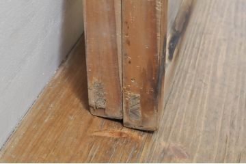 アンティーク建具　どこか懐かしい雰囲気を醸し出すモールガラス入り明かり取り2枚セット(明り取り、窓)(R-077994)