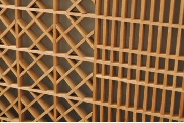 アンティーク建具　両面ガラス　黒縁がアクセントの組子入りガラス欄間1枚(明り取り、明かり取り)(R-077995)