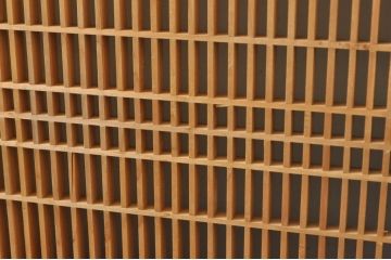 アンティーク建具　両面ガラス　黒縁がアクセントの組子入りガラス欄間1枚(明り取り、明かり取り)(R-077995)