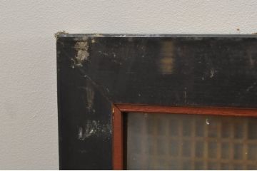 アンティーク建具　両面ガラス　黒縁がアクセントの組子入りガラス欄間1枚(明り取り、明かり取り)(R-077995)