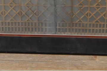 アンティーク建具　両面ガラス　黒縁がアクセントの組子入りガラス欄間1枚(明り取り、明かり取り)(R-077995)