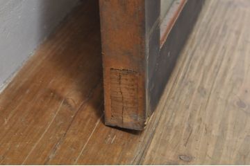 アンティーク建具　両面ガラス　黒縁がアクセントの組子入りガラス欄間1枚(明り取り、明かり取り)(R-077995)
