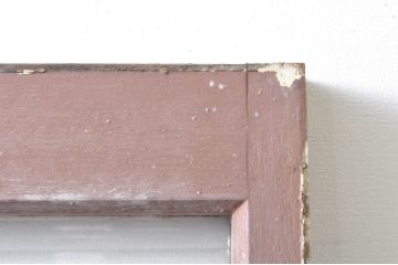 アンティーク建具　ペイント仕上げ限定　どこか懐かしい雰囲気を醸し出す縦長窓1枚(ガラス欄間、明かり取り、明り取り、FIX窓、フィックス窓、ガラス窓、嵌め殺し)(R-077996)
