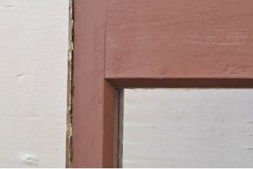 アンティーク建具　ペイント仕上げ限定　どこか懐かしい雰囲気を醸し出す縦長窓1枚(ガラス欄間、明かり取り、明り取り、FIX窓、フィックス窓、ガラス窓、嵌め殺し)(R-077996)
