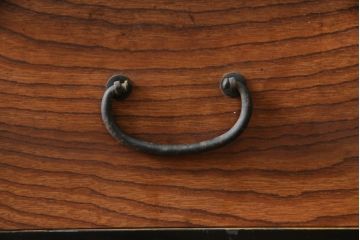 和製アンティーク　前板欅(ケヤキ)材　モダンデザインで現代のお部屋にも取り入れやすい二段重ね収納棚(水屋箪笥、戸棚、キャビネット、食器棚)(R-078008)