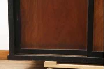 和製アンティーク　前板欅(ケヤキ)材　モダンデザインで現代のお部屋にも取り入れやすい二段重ね収納棚(水屋箪笥、戸棚、キャビネット、食器棚)(R-078008)