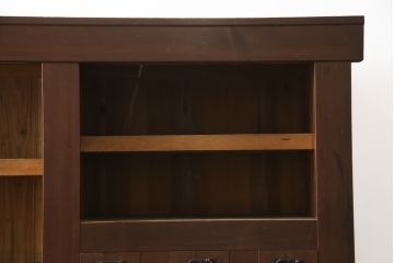 和製アンティーク　美品!!　丸桟の引き戸が上品な重ね水屋箪笥(食器棚、戸棚、収納棚、キャビネット)(R-078011)