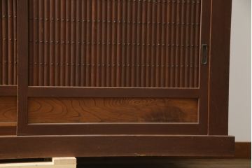 和製アンティーク　美品!!　丸桟の引き戸が上品な重ね水屋箪笥(食器棚、戸棚、収納棚、キャビネット)(R-078011)