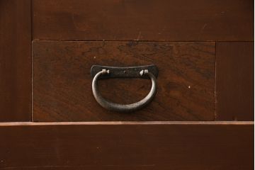 和製アンティーク　美品!!　丸桟の引き戸が上品な水屋箪笥サイドボード(食器棚、戸棚、収納棚、サイドキャビネット)(R-078012)