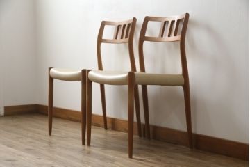 デンマークビンテージ　J.L.Mollers(J.L.モラー)　Niels.O.Moller(ニールス・O・モラー)　モデル79　チーク材　モダンで品のあるデザインが魅力的なダイニングチェア2脚セット(椅子、イス、北欧、ヴィンテージ、バラ売り可能)(R-078017)