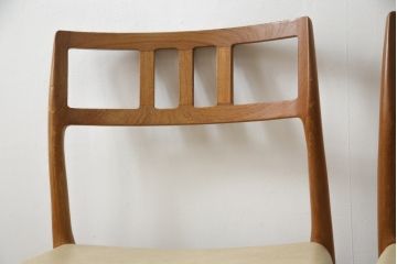 デンマークビンテージ　J.L.Mollers(J.L.モラー)　Niels.O.Moller(ニールス・O・モラー)　モデル79　チーク材　モダンで品のあるデザインが魅力的なダイニングチェア2脚セット(椅子、イス、北欧、ヴィンテージ、バラ売り可能)(R-078017)