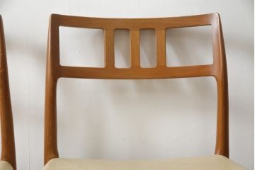 デンマークビンテージ　J.L.Mollers(J.L.モラー)　Niels.O.Moller(ニールス・O・モラー)　モデル79　チーク材　モダンで品のあるデザインが魅力的なダイニングチェア2脚セット(椅子、イス、北欧、ヴィンテージ、バラ売り可能)(R-078017)