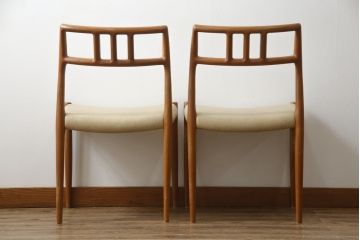 デンマークビンテージ　J.L.Mollers(J.L.モラー)　Niels.O.Moller(ニールス・O・モラー)　モデル79　チーク材　モダンで品のあるデザインが魅力的なダイニングチェア2脚セット(椅子、イス、北欧、ヴィンテージ、バラ売り可能)(R-078017)