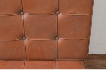 ビンテージ　本革　Knoll(ノル)　スタイリッシュなデザインでお部屋の雰囲気をカッコよくしてくれるバルセロナチェア(ラウンジチェア、1人掛けソファ、椅子、イス、ヴィンテージ)(R-078026)