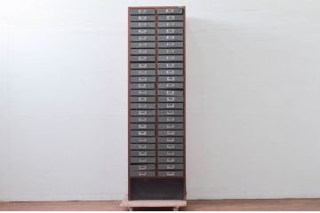 ヨーロッパビンテージ　引き出し50杯付きで収納力も抜群のアイアン製書類ケース(小引き出し、ドロワー、小物収納、レターケース、多段チェスト、ヴィンテージ)(R-078036)