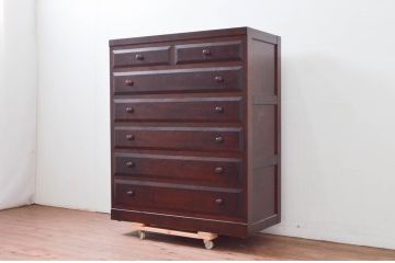 中古　美品　松本民芸家具　D-34型整理タンス　和洋どちらの空間にも馴染む洋服タンス(収納たんす、衣装箪笥、引き出し、チェスト)(定価約43万6千円)(R-078041)