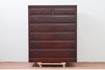 中古　美品　松本民芸家具　D-34型整理タンス　和洋どちらの空間にも馴染む洋服タンス(収納たんす、衣装箪笥、引き出し、チェスト)(定価約43万6千円)(R-078041)
