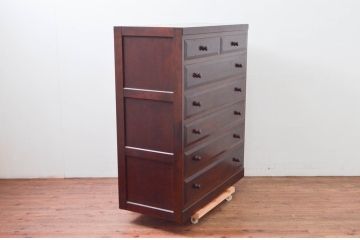 中古　美品　松本民芸家具　D-34型整理タンス　和洋どちらの空間にも馴染む洋服タンス(収納たんす、衣装箪笥、引き出し、チェスト)(定価約43万6千円)(R-078041)