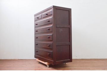 中古　美品　松本民芸家具　D-34型整理タンス　和洋どちらの空間にも馴染む洋服タンス(収納たんす、衣装箪笥、引き出し、チェスト)(定価約43万6千円)(R-078041)