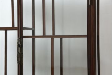和製ビンテージ　花梨(カリン)材　薄型　コレクションをお洒落にディスプレイできる違い棚のガラスケース(Gケース、ショーケース、キャビネット、飾り棚、陳列棚、店舗什器、ヴィンテージ)(R-078043)