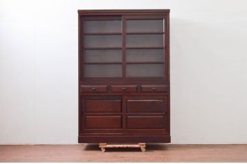 中古　美品　松本民芸家具　シンプルで使いやすいK-3型食器棚(戸棚、収納棚、飾り棚、キャビネット)(定価約74万円)(R-078045)
