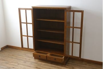 中古　美品!!　三越家具(現カントリーハウス)　Brugge(ブルージュ)　シンプルなデザインで取り入れやすいブックケース(本箱、本棚、書棚、収納棚、戸棚、キャビネット、飾り棚)(R-078050)