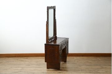 中古　美品!!　軽井沢彫り　咲き誇る桜の彫刻が華やかなドレッサー(鏡台、化粧台、ミラー)(R-078053)