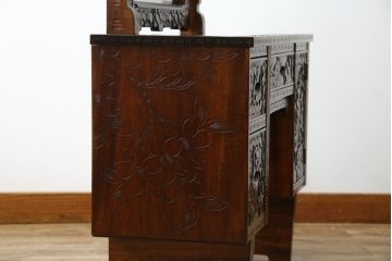 中古　美品!!　軽井沢彫り　咲き誇る桜の彫刻が華やかなドレッサー(鏡台、化粧台、ミラー)(R-078053)