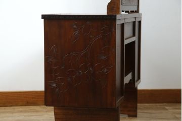 中古　美品!!　軽井沢彫り　咲き誇る桜の彫刻が華やかなドレッサー(鏡台、化粧台、ミラー)(R-078053)