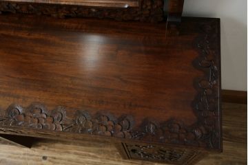 中古　美品!!　軽井沢彫り　咲き誇る桜の彫刻が華やかなドレッサー(鏡台、化粧台、ミラー)(R-078053)