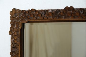 中古　美品!!　軽井沢彫り　咲き誇る桜の彫刻が華やかなドレッサー(鏡台、化粧台、ミラー)(R-078053)