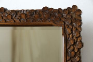中古　美品!!　軽井沢彫り　咲き誇る桜の彫刻が華やかなドレッサー(鏡台、化粧台、ミラー)(R-078053)