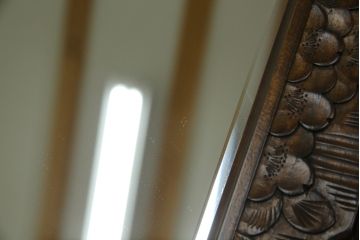 中古　美品!!　軽井沢彫り　咲き誇る桜の彫刻が華やかなドレッサー(鏡台、化粧台、ミラー)(R-078053)