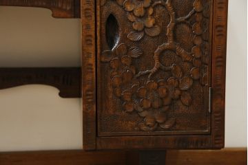 中古　美品!!　軽井沢彫り　咲き誇る桜の彫刻が華やかなドレッサー(鏡台、化粧台、ミラー)(R-078053)